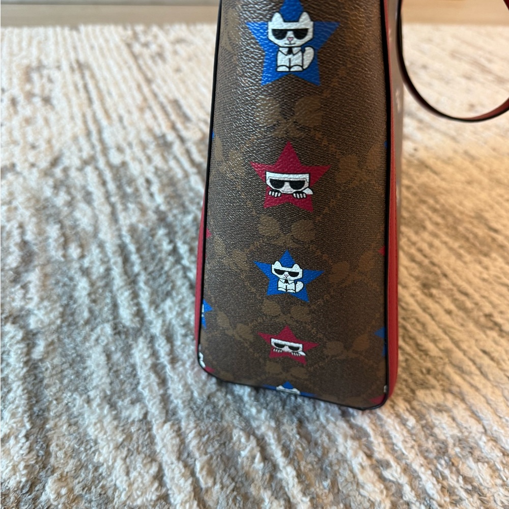 Karl Lagerfeld Brown and Red Shoulder Bag - Picture 4 of 10